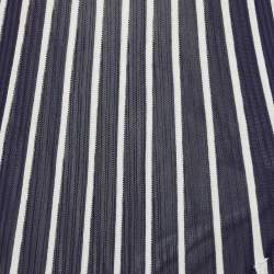 Pre Owned Chloe Navy Blue & White Cotton Knit Sleeveless Midi Dress M