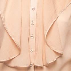 مملوكة مسبقًا Chloe Beige Silk Chiffon Ruffled Shirt S