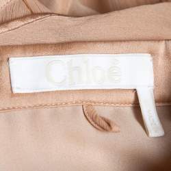 مملوكة مسبقًا Chloe Beige Silk Chiffon Ruffled Shirt S