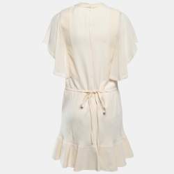 Pre Owned Chloe Cream Crepe Flared Short Dress S
