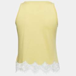 Pre Owned Chloe Yellow Knit Lace Trimmed Tank Top XS