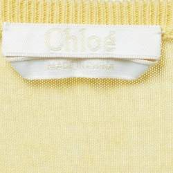 Pre Owned Chloe Yellow Knit Lace Trimmed Tank Top XS