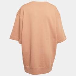 Pre Owned Chloe Orange Logo Print Cotton Crew Neck Half Sleeve Sweatshirt M