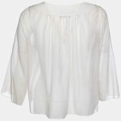 مملوكة مسبقًا Chloe Beige Cotton & Silk Oversized Top M