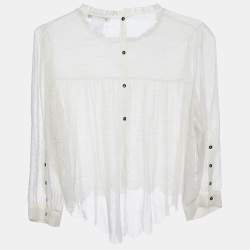 Pre Owned Chloé Off-White Silk & Linen Top L