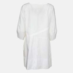 Pre Owned Chloe White Cotton Paneled Mini Dress L