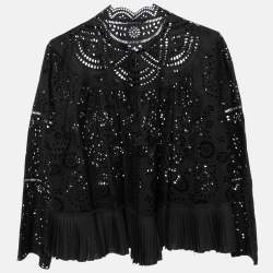 Pre Owned Chloe Black Cutwork Cotton Button Front Shirt L