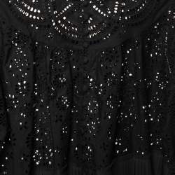 Pre Owned Chloe Black Cutwork Cotton Button Front Shirt L