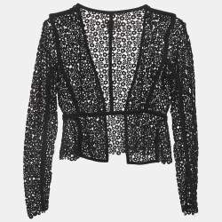 Chloe Black Lace Open Front Cropped Shrug S