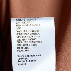 Pre Owned Chloe Brown Crepe & Chiffon Belted Mini Dress L