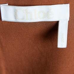 Pre Owned Chloe Brown Crepe & Chiffon Belted Mini Dress L