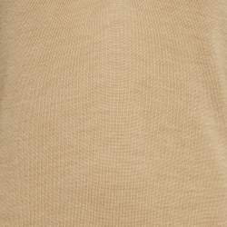 Pre Owned Chloe Seed Brown Wool V-Neck Sweater Midi Dress S