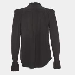 مملوكة مسبقًا Chloe Black Crepe Silk Round Neck Shirt XS