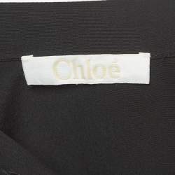 مملوكة مسبقًا Chloe Black Crepe Silk Round Neck Shirt XS