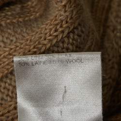 Chloe Dark Beige Wool and Linen Lace Tie up Detail Sweater M