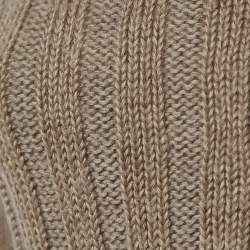Chloe Dark Beige Wool and Linen Lace Tie up Detail Sweater M