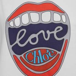 Chloe White Mouth Print Cotton Crew Neck T-Shirt L