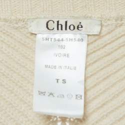 Chloe Vintage Beige Wool Knit Hook Front Cropped Cardigan S