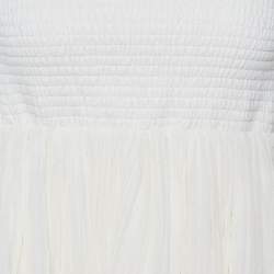 Pre Owned Chloé Cream Wool Off-Shoulder Long Dress S