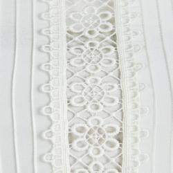 Pre Owned Chloe White Cotton Lace Insert Detail Ruffle Bottom Long Sleeve Top S