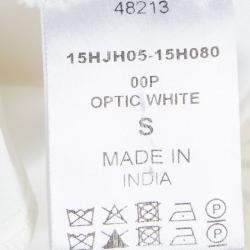 Pre Owned Chloe White Cotton Lace Insert Detail Ruffle Bottom Long Sleeve Top S