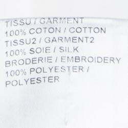 Pre Owned Chloe White Cotton Lace Insert Detail Ruffle Bottom Long Sleeve Top S