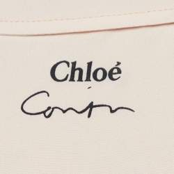 Pre Owned Chloe X Corita Kent Pansy Pink Slogan Print Silk Shirt M