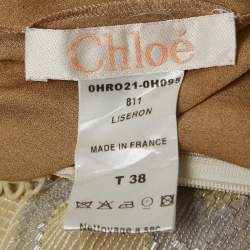 Pre Owned Chloe Cream Beads Embroidered Silk Open Back Mini Dress M