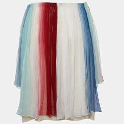 Chloé  Multicolor Striped Silk Crepe Off-The-Shoulder Blouse L