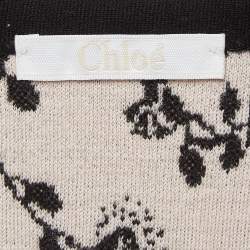 Pre Owned Chloe Black Floral Intarsia Knit V-Neck Mini Dress M
