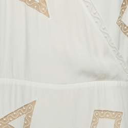 مملوكة مسبقًا Chloe Cream Silk Lace Trim Midi Dress M