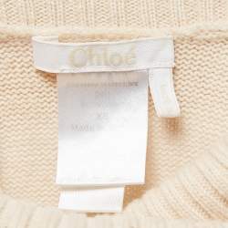 Chloe Cream Cashmere Wool Knit Turtle Neck Sweater XS