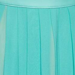 Chloe Cyan Blue Silk Pleated Midi Skirt M