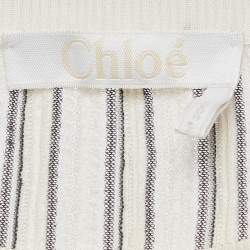 Chloe Off-White Patterned Knit Flared Sleeves Mini Dress L