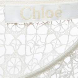 Chloe Multicolor Printed Lace Trim Silk Ruffled Blouse M