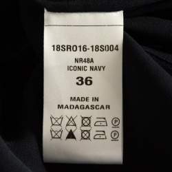 Pre Owned Chloe Navy Silk Lace Trim Shirt Dress S