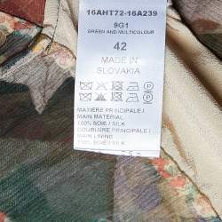 Pre Owned Chloe Green Rosace Patchwork Print Silk Crepe Flared Blouse L 