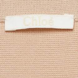 Pre Owned Chloe Beige Crochet Trim Wool Knit Sleeveless Maxi Dress M