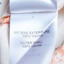 Pre Owned توب كلوي كريب وردي براري بطبعة أكمام منفوخة مقاس كبير (لارج)