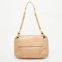 Chloe Beige Python and Leather Amelia Shoulder Bag