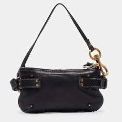 Pre Owned Chloe Black Leather Paddington Pochette Bag