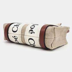 Pre Owned Chloe Beige Canvas Mini Woody Convertible Tote Bag