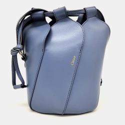Chloe Blue Leather Mini Tulip Bucket Bag 