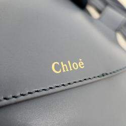 Chloe Blue Leather Mini Tulip Bucket Bag 