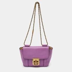 Pre Owned Chloe Purple Leather Small Elsie Shoulder Bag