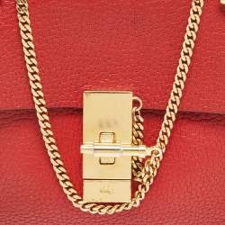 Pre Owned Chloe Red Leather Small Drew Chain Crossbody Bag
