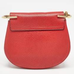 Pre Owned Chloe Red Leather Small Drew Chain Crossbody Bag