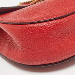 Pre Owned Chloe Red Leather Small Drew Chain Crossbody Bag