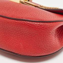 Pre Owned Chloe Red Leather Small Drew Chain Crossbody Bag