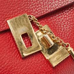 Pre Owned Chloe Red Leather Small Drew Chain Crossbody Bag
